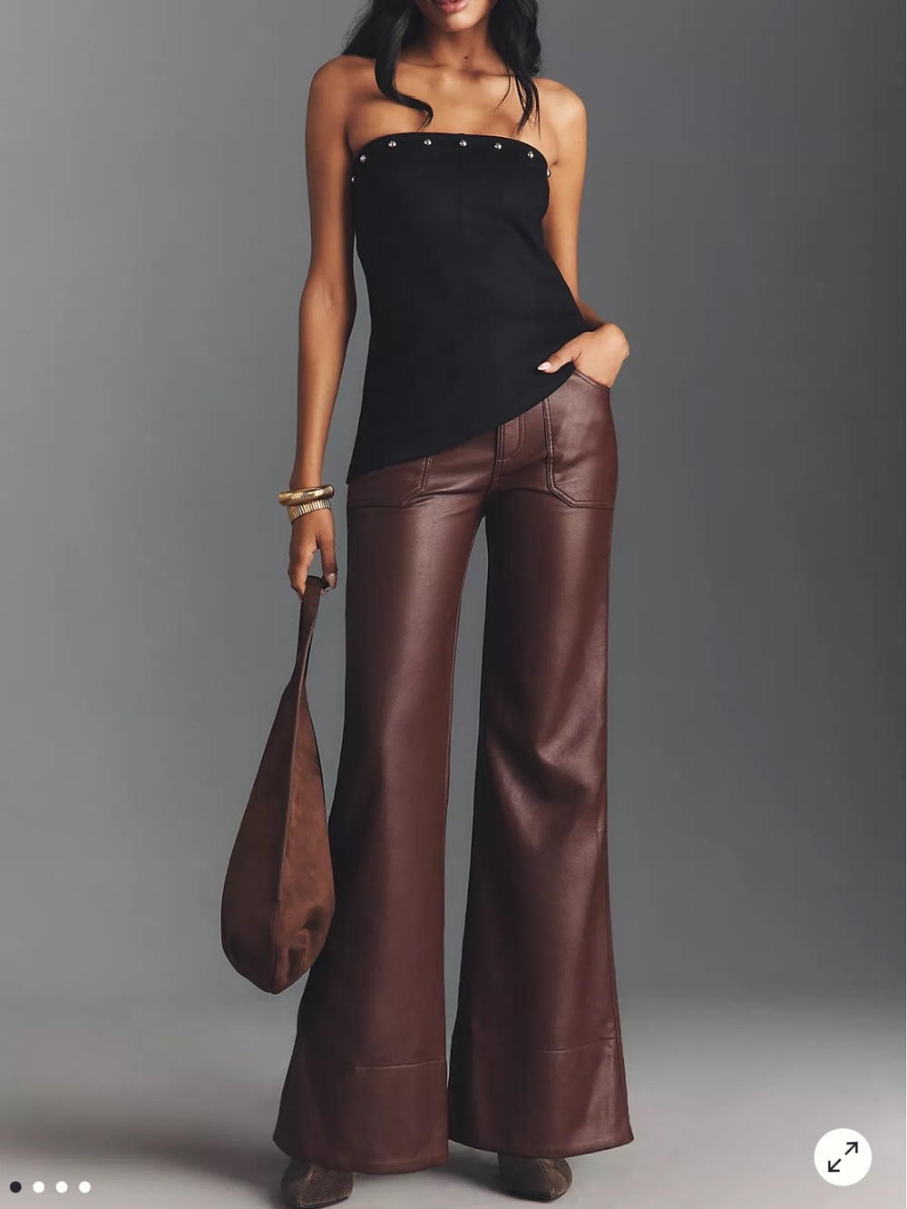 Anthropologie Pilcro The Rylan Faux leather High Rise Flare pants